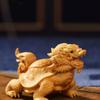 Cypress Dragon Turtle Sculptures and Figurines Chinese Mascot Solid Wood Carving Home Room Office Wealth Luck Feng Shui Decor