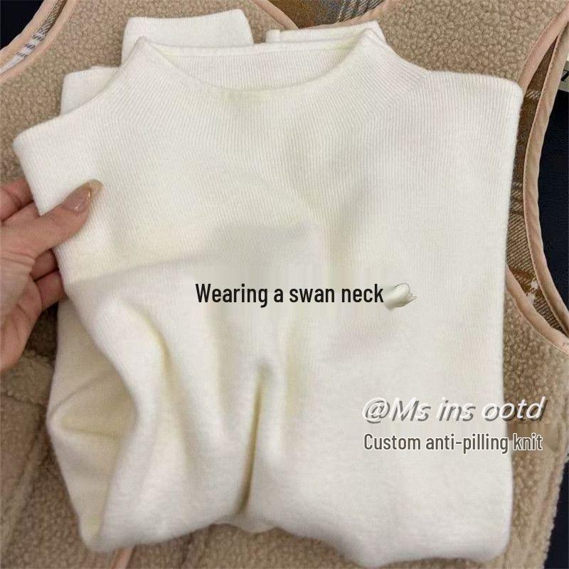 Noble Bourgeois Olive Green High-Neck Knit Sweater for Women - Stylish Autumn/Winter Layer