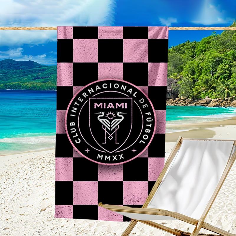 Inter Mi-ami Fc Emblem Printed Beach Towel, Super Soft Microfiber, Perfect Gift Birthday, for Pool, Beach, Travel, for family and friends