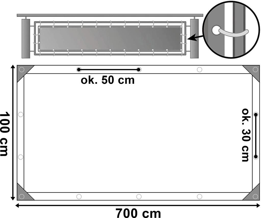 Balcony mat cover gray 1x7 m