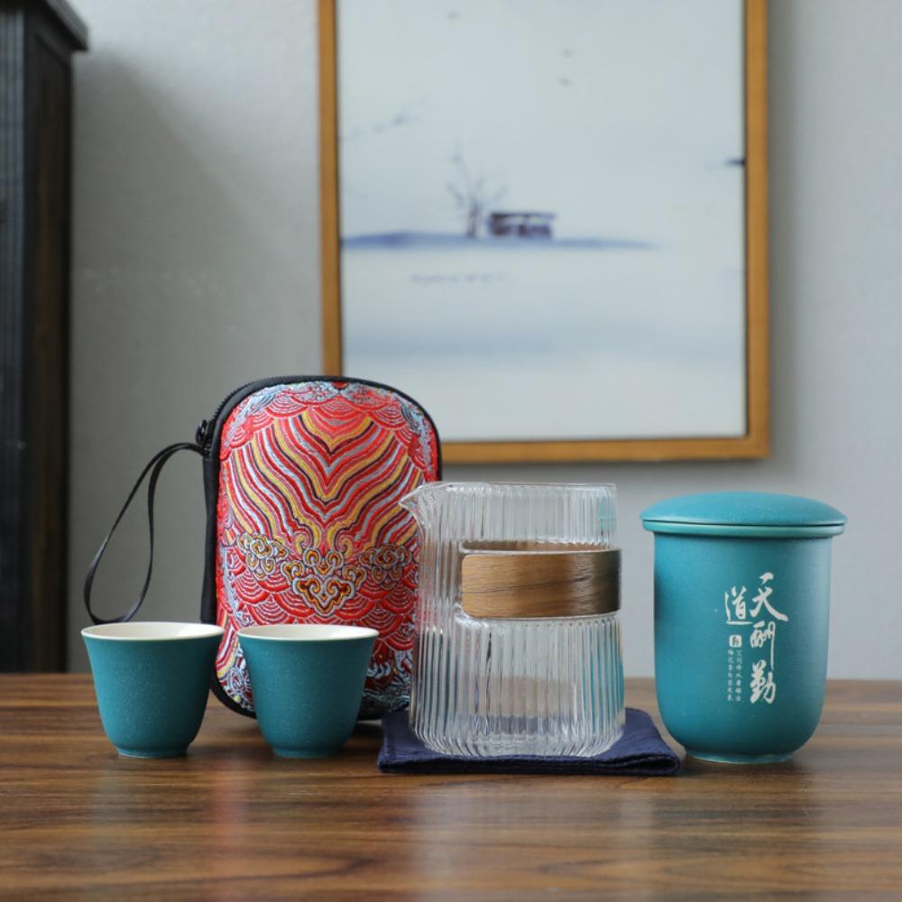 Glass Express Cup Portable Travel Tea Set Small Set Simple Single Japanese Outdoor Tea Pot Kung Fu Tea Cup