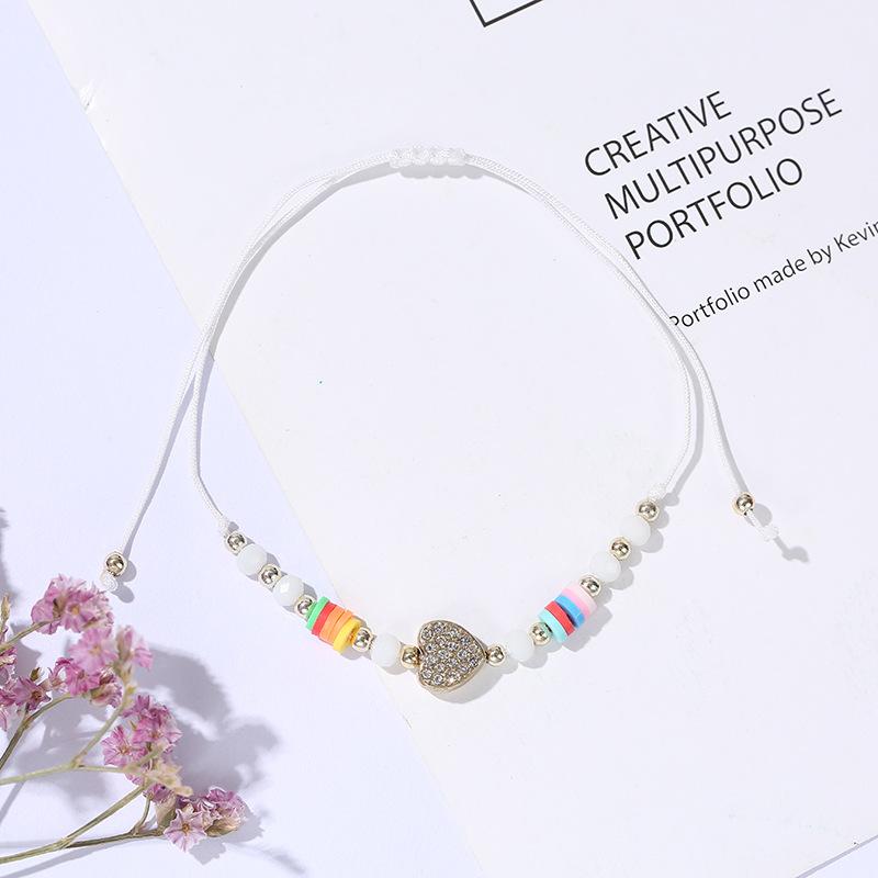 Couple Lovers Beaded Crystal Heart Rope Bracelets Sweet Girls Red Black String Bracelets Gift For Friends Women Wedding Jewelry