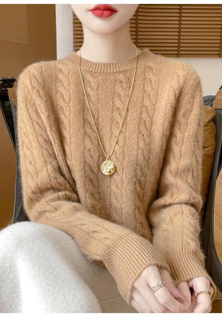 Fashionable Women's Pure Wool Loose Knit Sweater - Casual Autumn/Winter Outerwear
