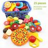 Cutting Food Kitchen Toys Set Simulate Fruit Vegetable Accessories with Shopping Basket Role Play Education Toy for Toddler Gift