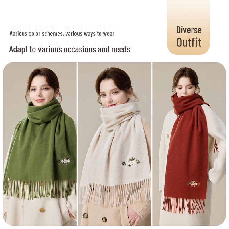 JIUMU Women's 100% Pure Wool Winter Scarf & Shawl