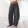 Women's Barrel Leg Sweatpant Drawstring Elastic Waisted Wide Leg Pants Casual Cotton Palazzo Trousers With Pockets