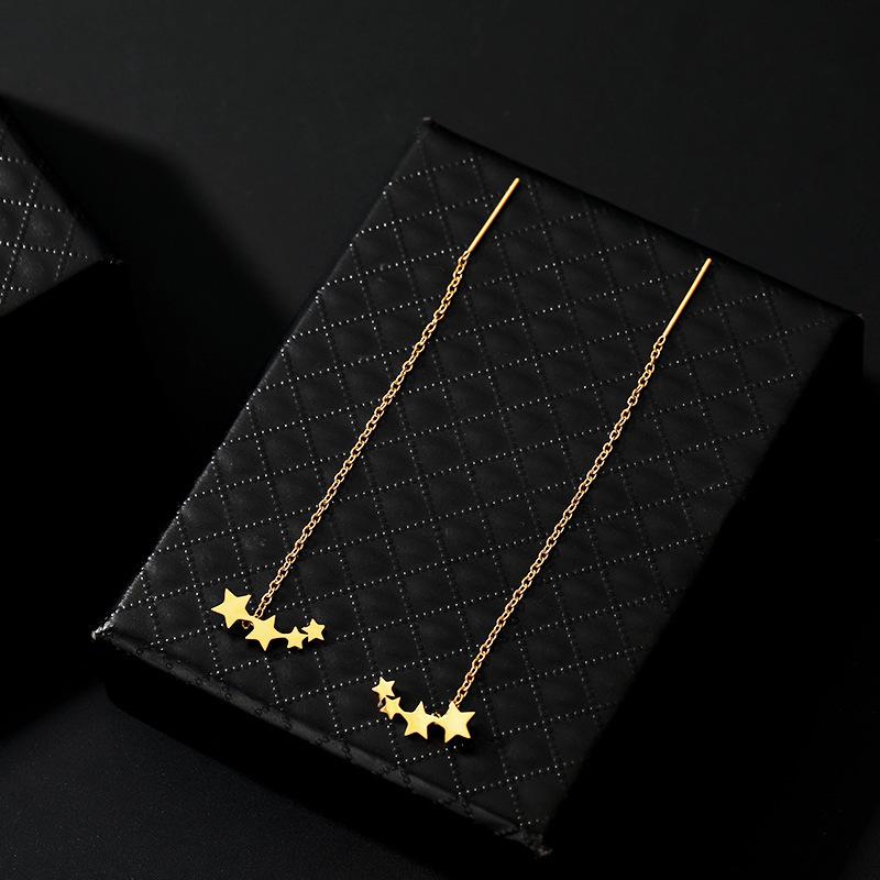 Lang kjedet dusk Star Drop øredobber for kvinner Koreansk Golden Ear Line Smykker Pendientes Boucle d'oreille gave