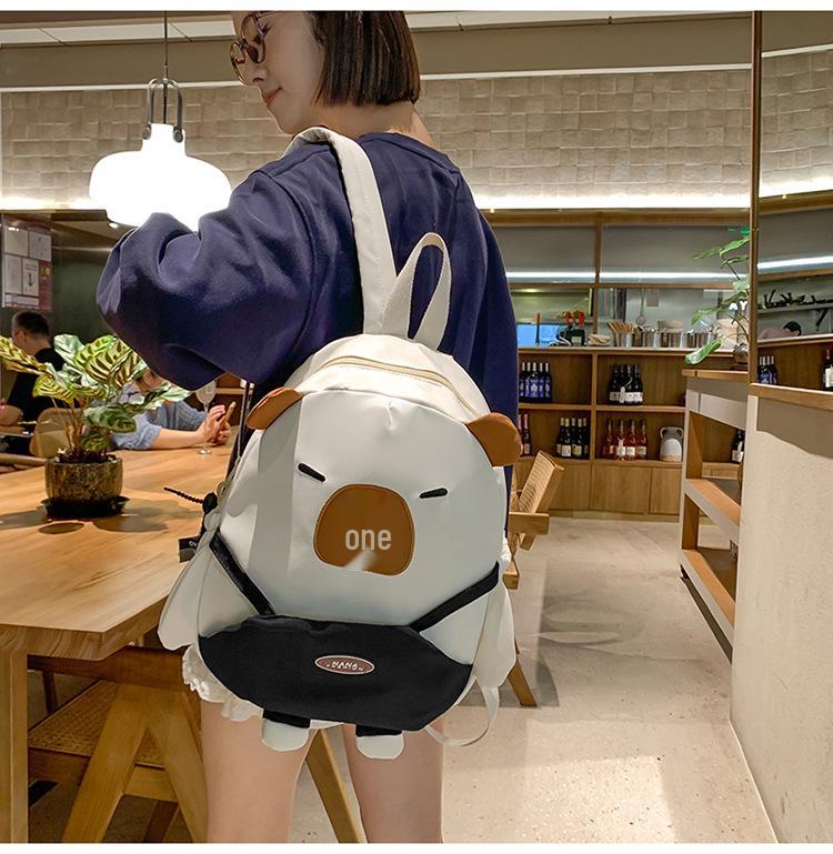 2025 Capybara Cartoon Women's Street Trend Large-Capacity Casual Backpack
