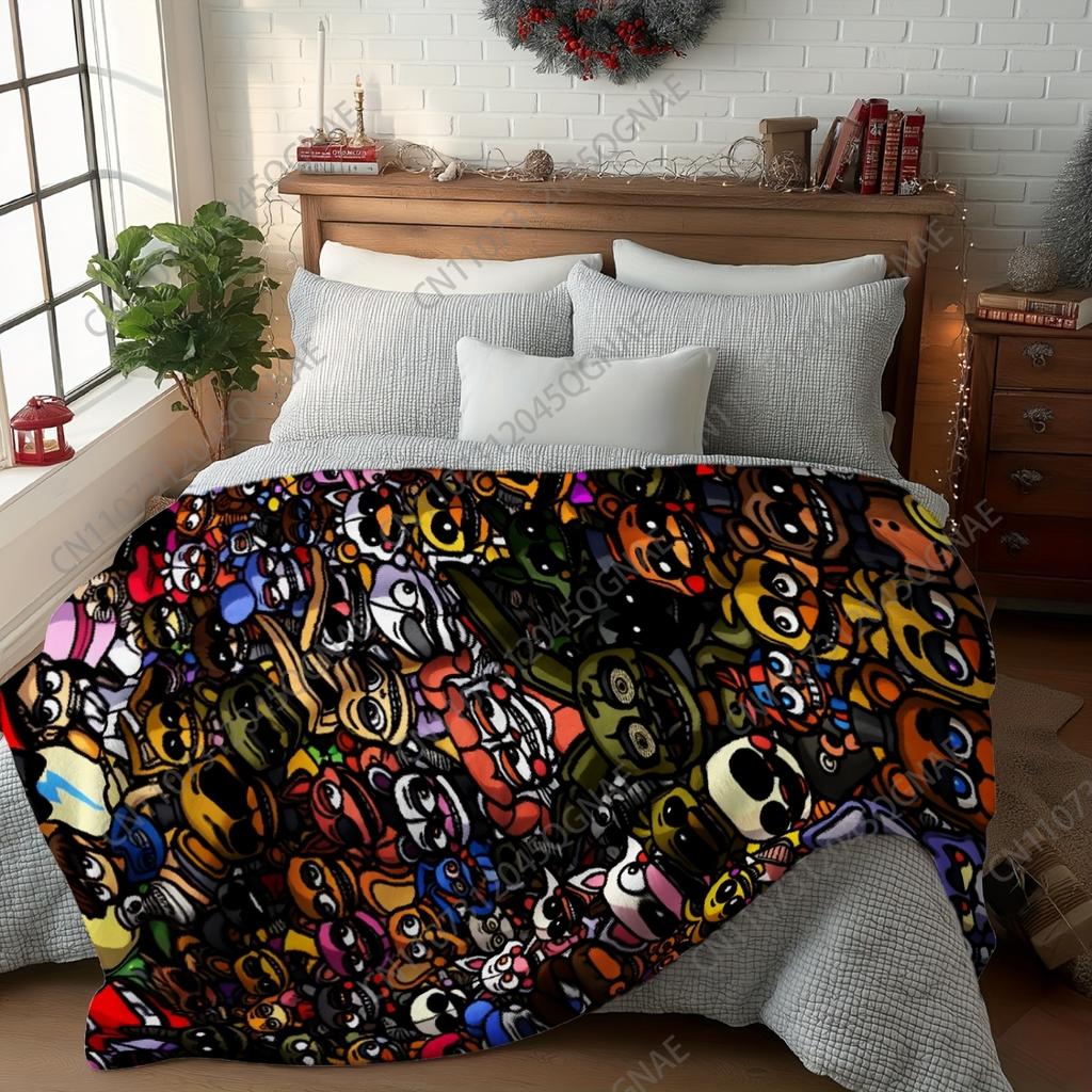 Custom 1Pc Freddy Bear Themed Flannel Blanket | 280Gsm Heavyweight All-Season Soft Cozy Bedspread With Freddy Bear Nightmare On