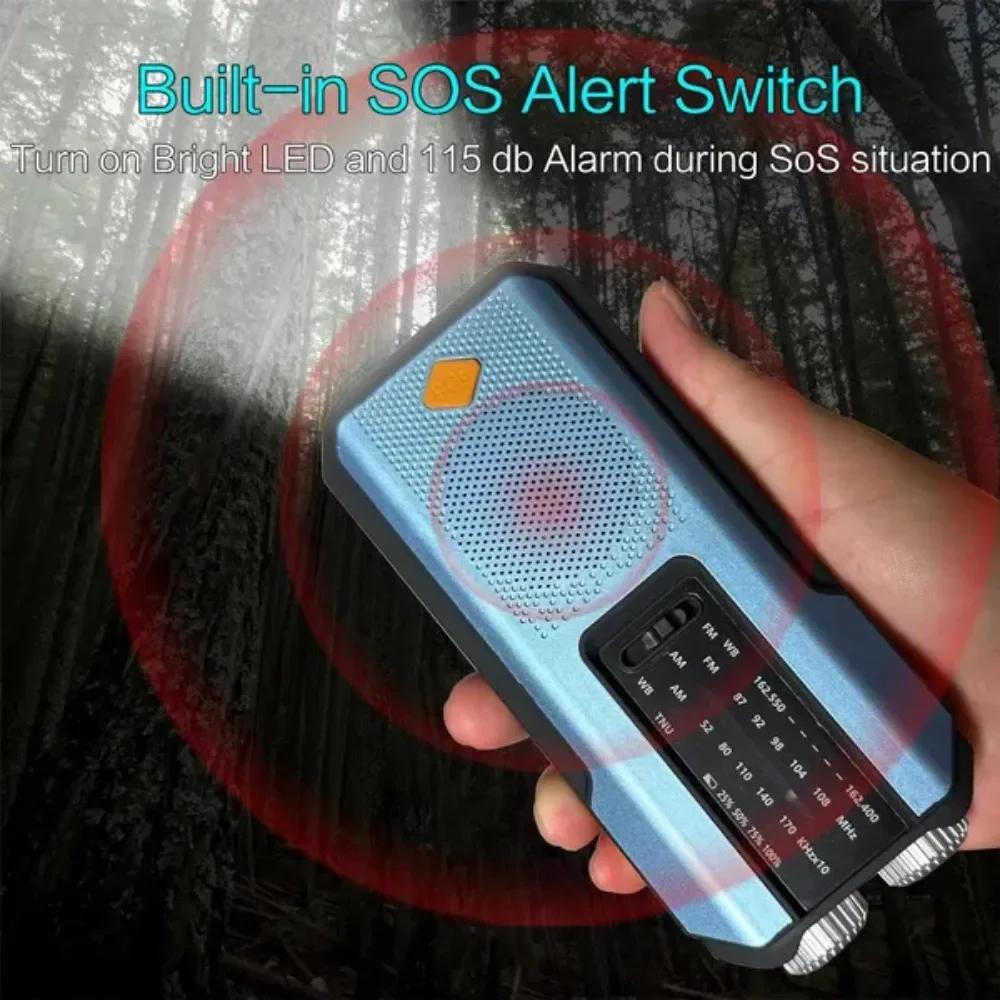 Multifunctional Solar Hand Crank Radio FM AM WB NOAA Weather Radio 2000mAh USB Charging Emergency LED Flashlight Power Ban