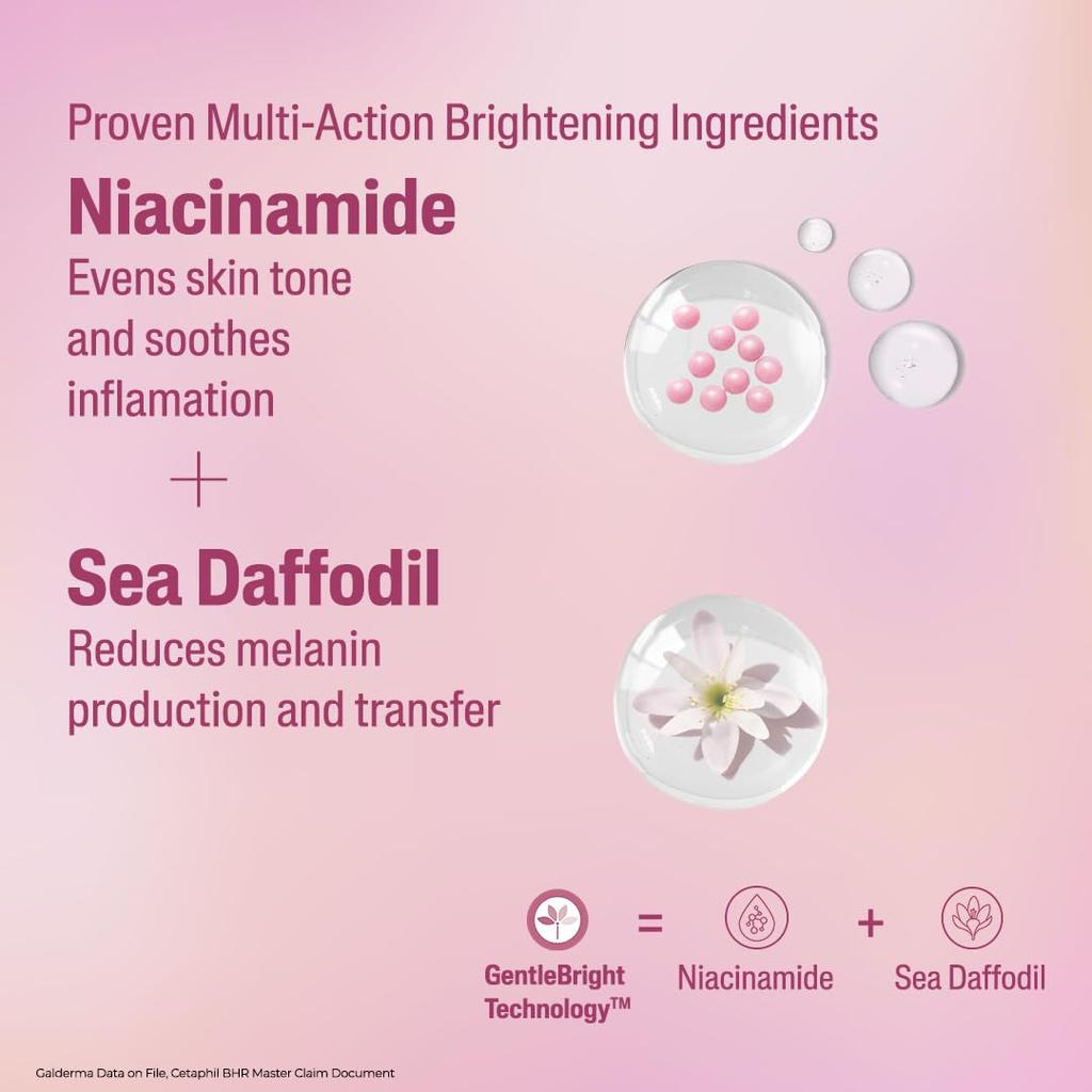 Cetaphil Brightness Reveal Creamy Cleanser 100g Aufhellendes Gesichtswaschgel für ungleichmäßigen Hautton mit Niacinamid Meerlilie