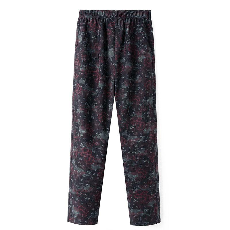 Spring Women's Casual Loose Printed Elastic Waist Wide Leg Pants