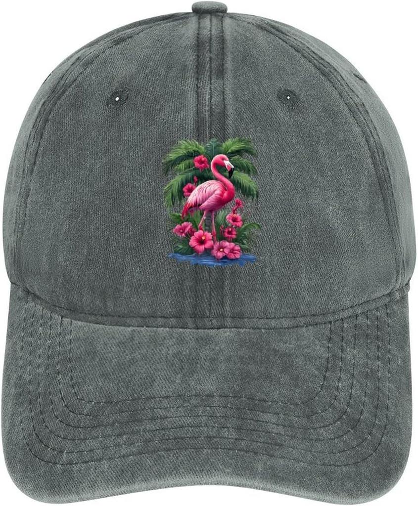 Flamingo Tropical Flowers Baseball Cap Casual Polyester Adjustable Sun Protection Outdoor Hat