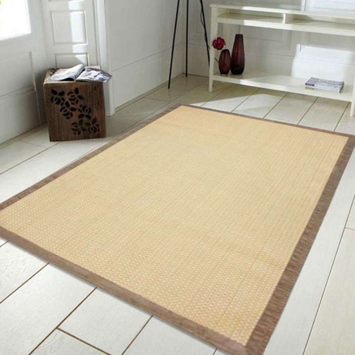 Natural Braided Suede Rug, Beige, 140x100cm