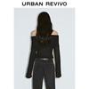 UR Women's 2025 Spring Bardot Neck Slim-Fit Knit Top