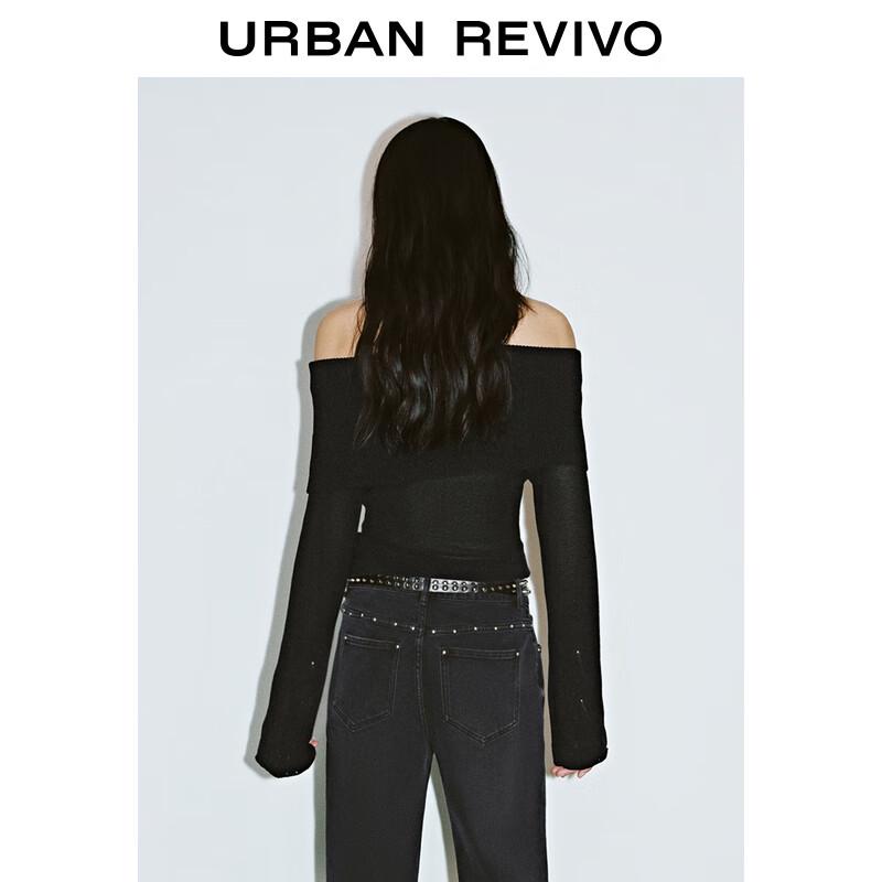 UR Women's 2025 Spring Bardot Neck Slim-Fit Knit Top