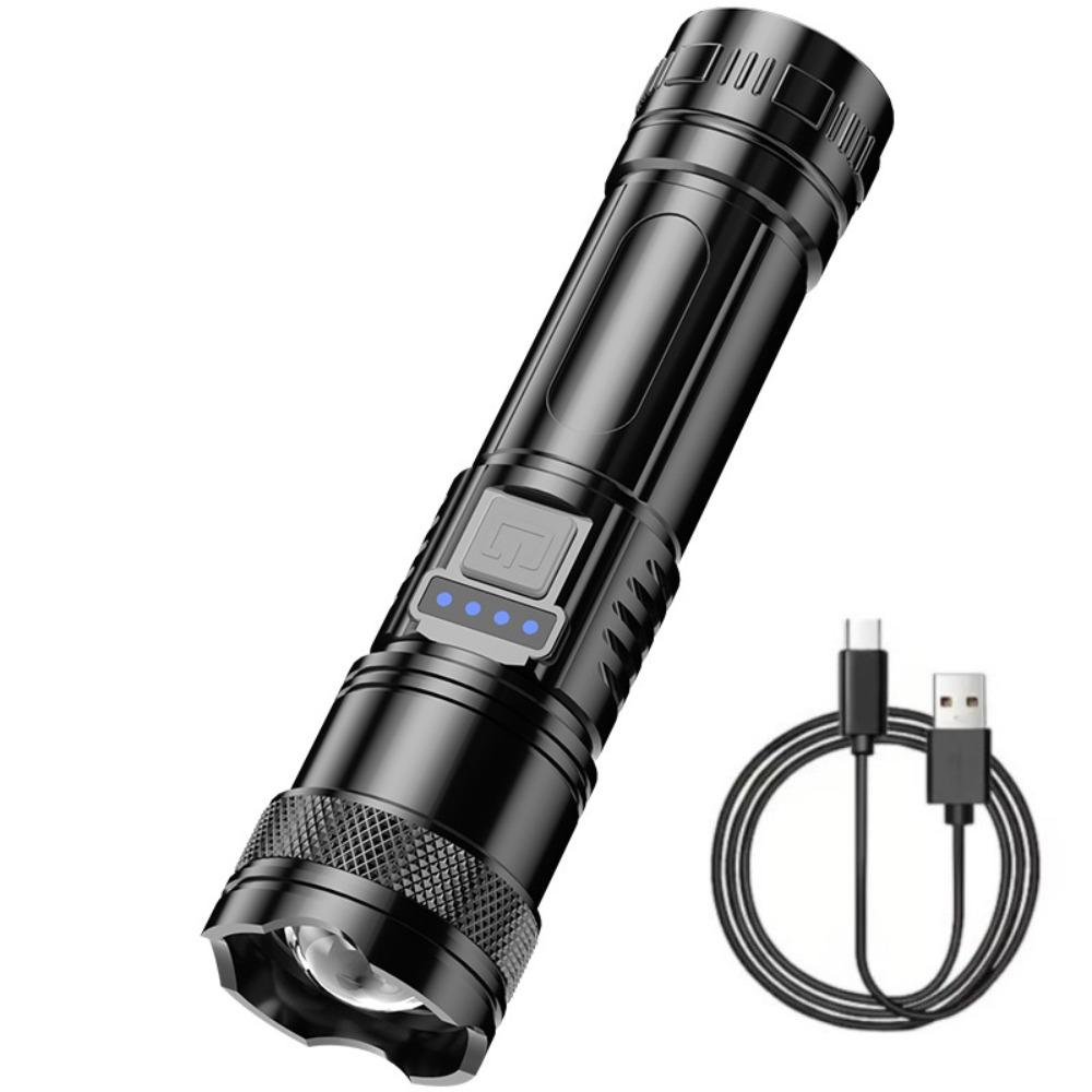 High Power LED Flashlight Type-C Charging Built-in Battery USB Charging Flashlight 3 Modes White Light Powered Flashlights