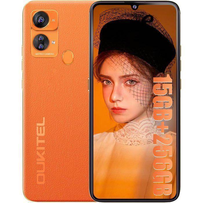OUKITEL C33 Smartphone Pas Cher 15Go+256Go Telephone Portable Caméra 50MP 6.8" HD+ 5150mAh Smartphone Dual SIM/Face ID/GPS, Orange
