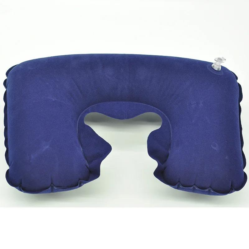1 Pc Air Inflatable Pillow U-shape Neck Pillow Travel Rest Outdoor Portable Folding Air Inflatable Pillow Airplane travel(Color:pink)