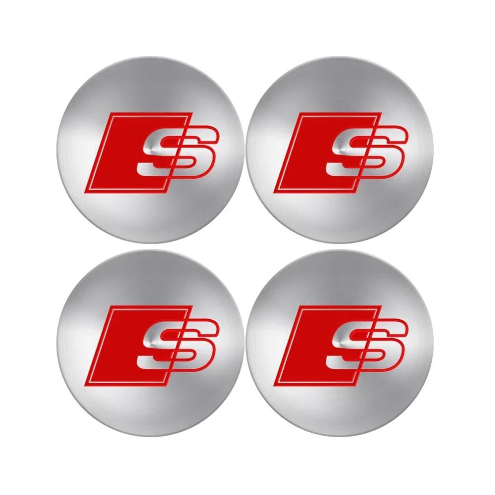 4pcs 56/60/63/65/68mm Wheel Center Caps Sticker Car Hub Cover Decoration For dgrb6 S RS A3 A4 B8 8P 8V A6 A5 Q5 B7 B6 B9 Q7 A1 A7