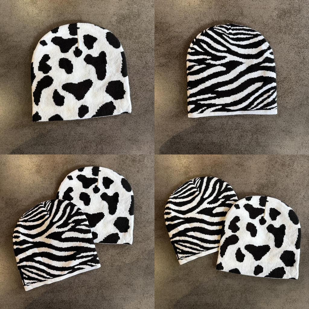 Modern Zebra Knit Cap With High Top Style For Men And Women Warmth And Trendy Autumn Winter Accessory