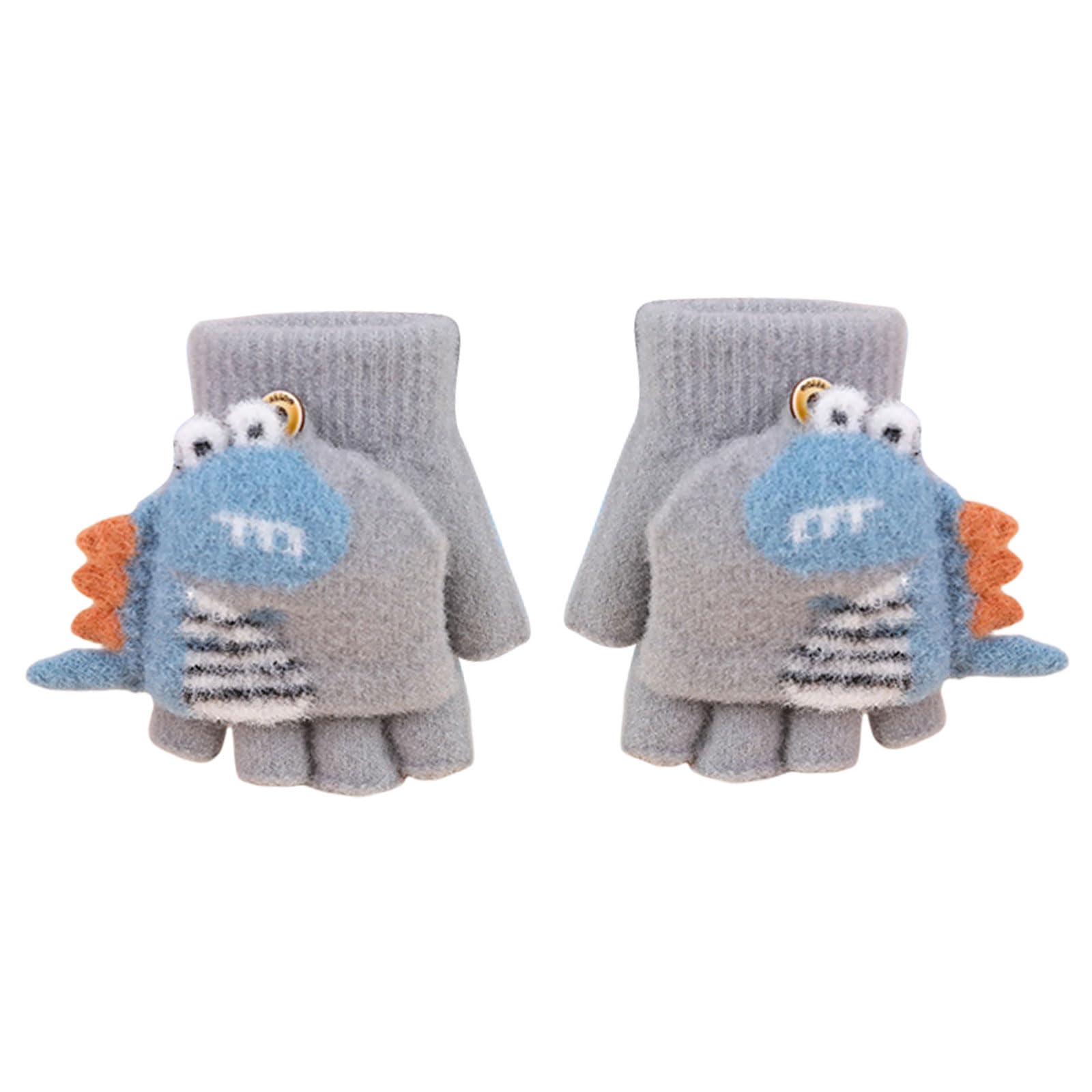 

Tidyworm Knit Cute Dinosaur Stylish Perfect for Snow Cold Weather Smartphone Elementary Ages Kids Mittens, Design, Baby/Child Mittens, Two-Way серый