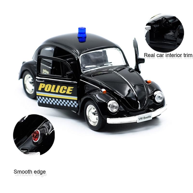 Policajný chrobák v mierke 1/36 1967 Policajný model auta zo zliatiny tlakového odliatku s vyťahovacím chrbtom pre deti Darčeky Kolekcia hračiek