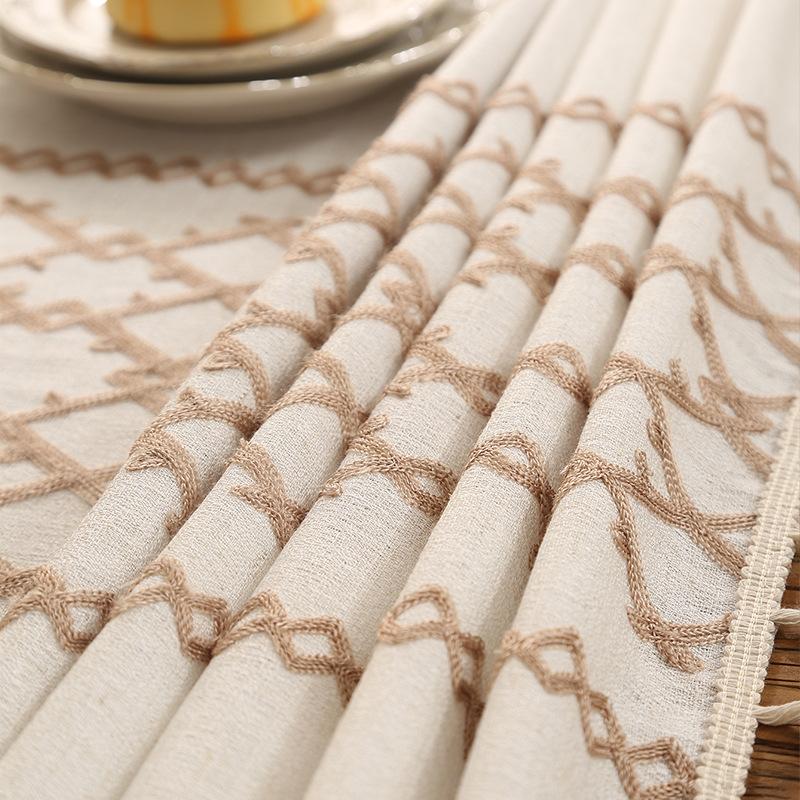 Verdickte Leinen Bestickte Tischdecke Premium Einfache Esstischdecke Kaffeetischdecke Tischdecke Dekorative Quadratische Tischdecke