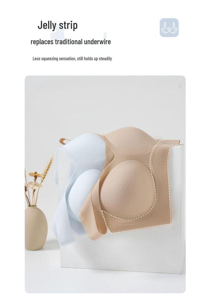 2026 Jelly Support X-Shaped Seamless Lifting Bra with Fixed Cups and Breathable Back Wrap