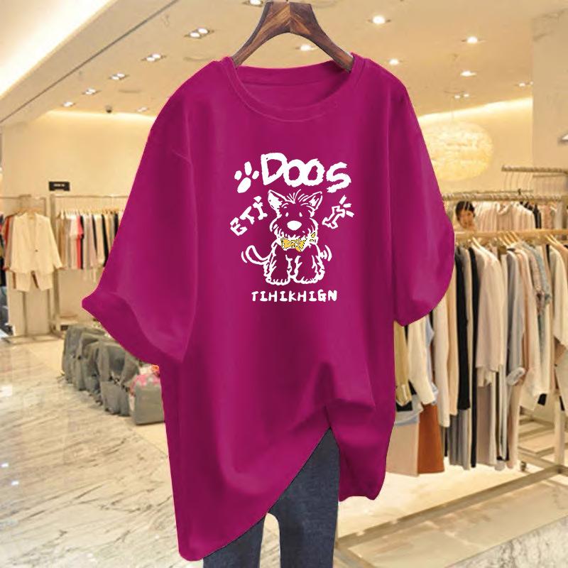 European Style Gray Oversized Cotton T-Shirt - Summer 2025 Loose Casual Cute Top