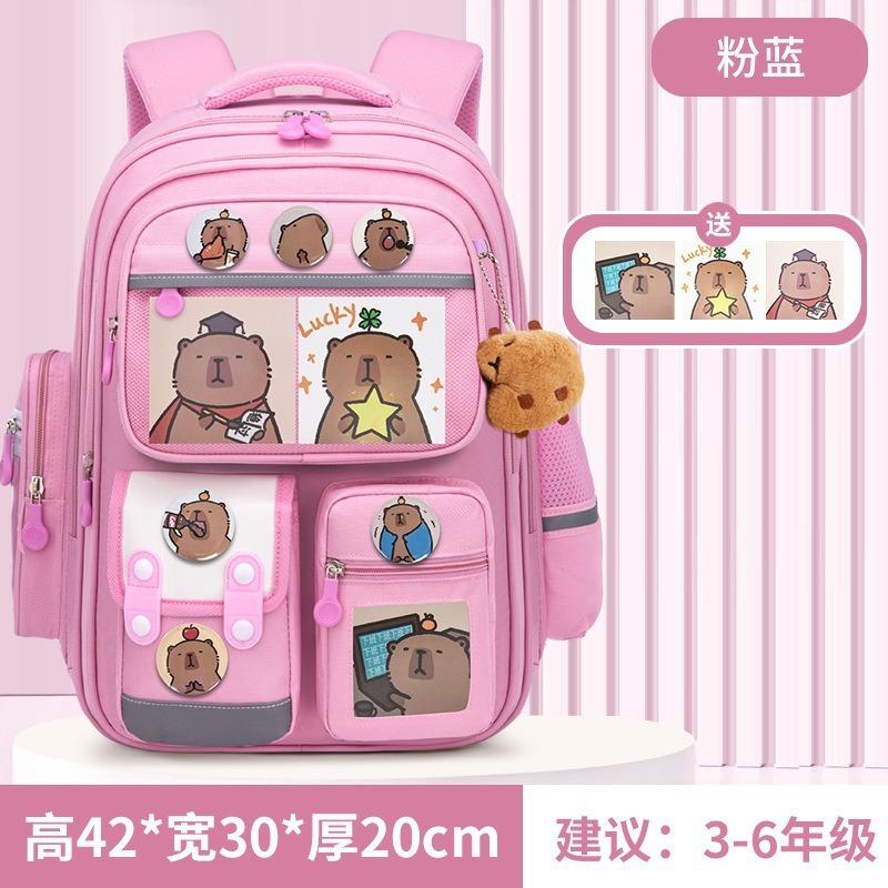 School Bag for Primary School Students, Grade 12 and 6 Girls, Cartoon Spine Protection and Burden Reduction, Backpack for Children Aged 12