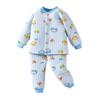 Newborn Three-Layer Warm Cotton Pajamas & Cardigan Set - Infant Class A Clothing