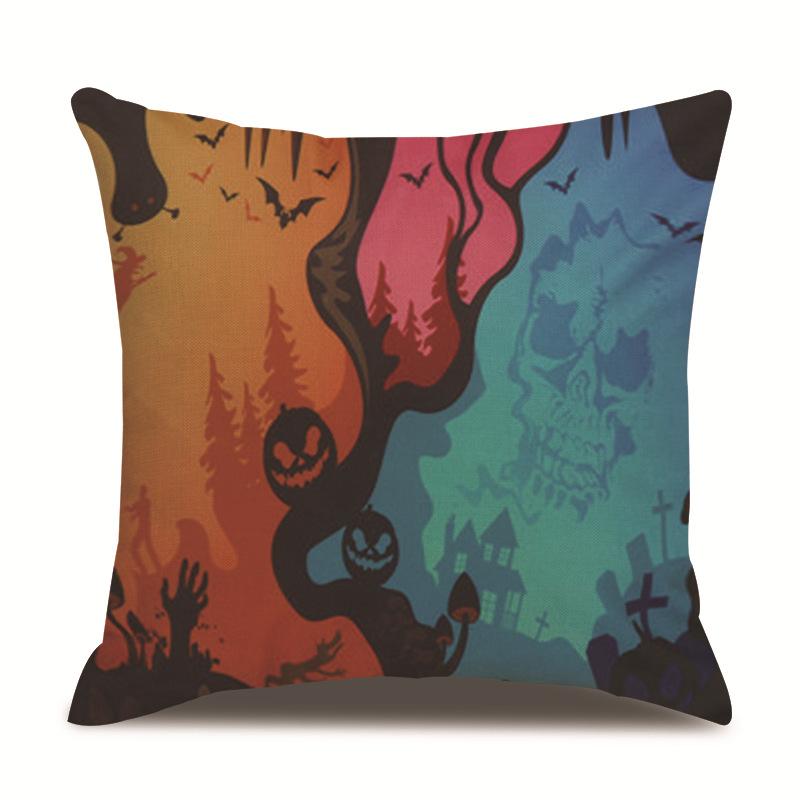 Halloweenský lněný povlak na polštář Tištěný povlak na polštář