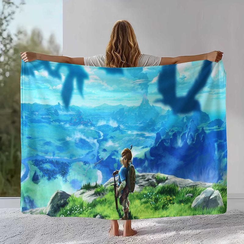 Retro Z-Zelda Cartoon Link Games Flannel Blanket,Ultra Soft Warm Plush Throw for Home Bedroom Bed Sofa Cover Camping Picnic kid