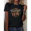 Camisetas Vintage con Estampado de los 70 Cuello Redondo Casual Manga Corta para Primavera Verano Ropa de Mujer