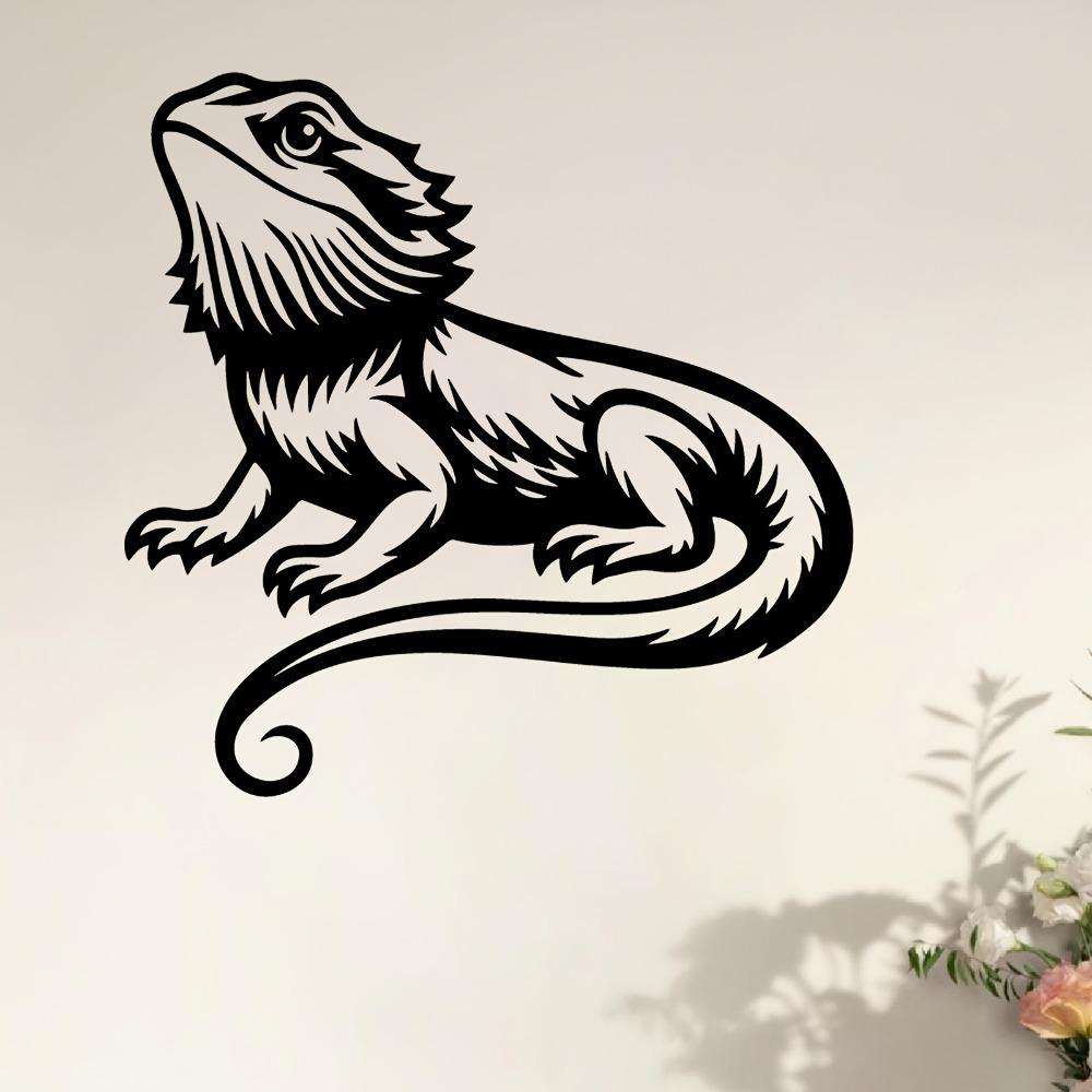 Realistic Bearded Dragon Iron Wall Sculpture Weatherproof Outdoor Art Garden Fence Decor Reptile Lover Gift Halloween Housewarming