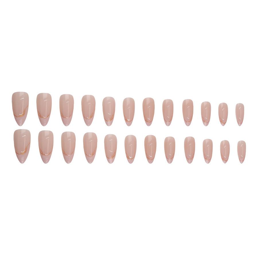 24 Pieces Almond Nail Long Glitter Pearl Phnom Penh French Nail Art Sweet Style  Fashion Mixed Batch Wearing Nail
