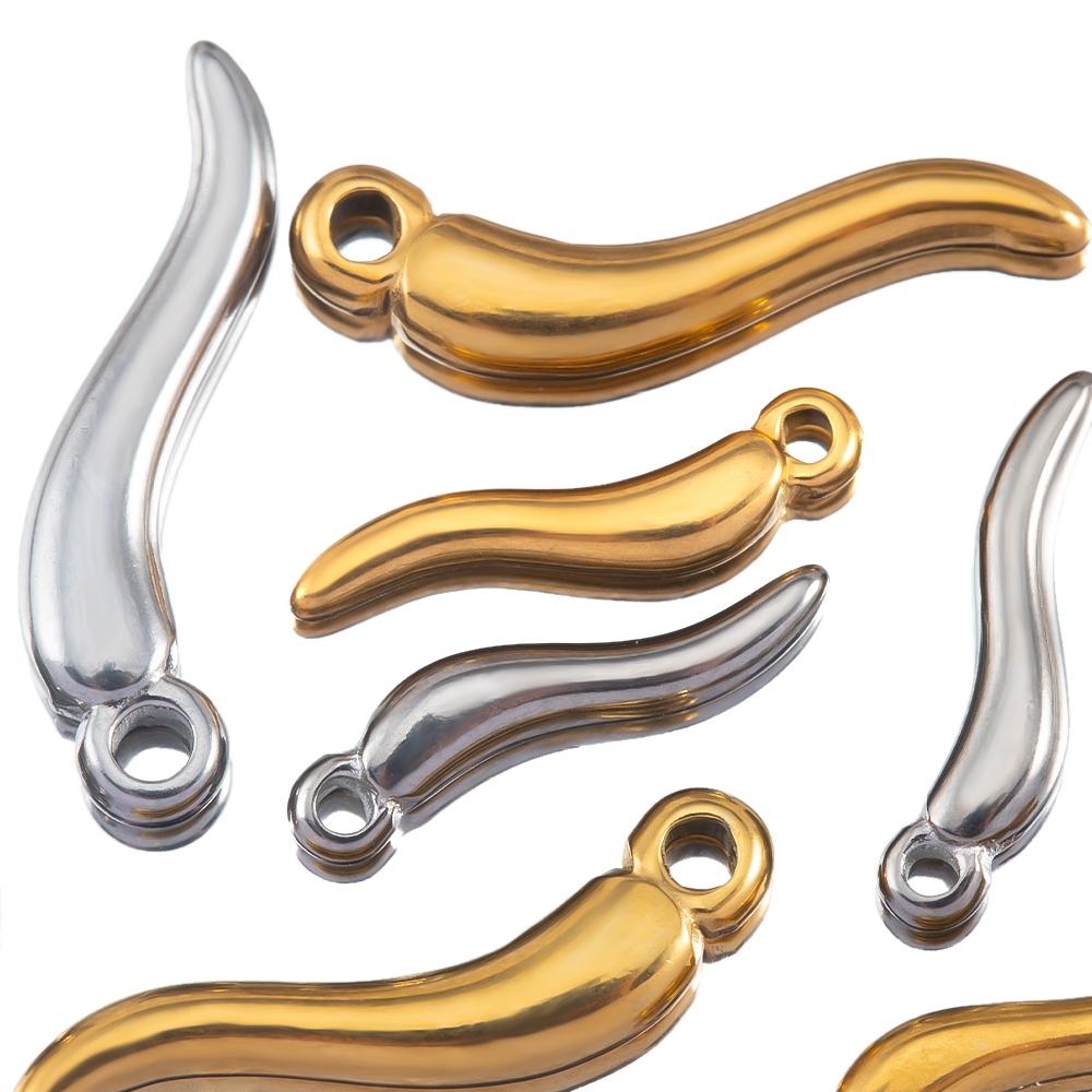5pcs Stainless Steel Pepper Charms Simulated Vegetables Earrings Pendant for Necklaces DIY Jewelry Making Supplies 15mm 20mm