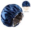 Dual-Layer Satin Sleep Cap with Adjustable Buckle, Reversible Solid Color Design - Elastic European/American Shower Cap