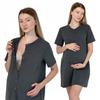 Short Sleeve Maternity Shirt, Front Button Up, Graphite, Size S