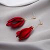 Chinese Style Red Petal Long Fringed Earrings French High-End Bridal Wedding Stud Earrings