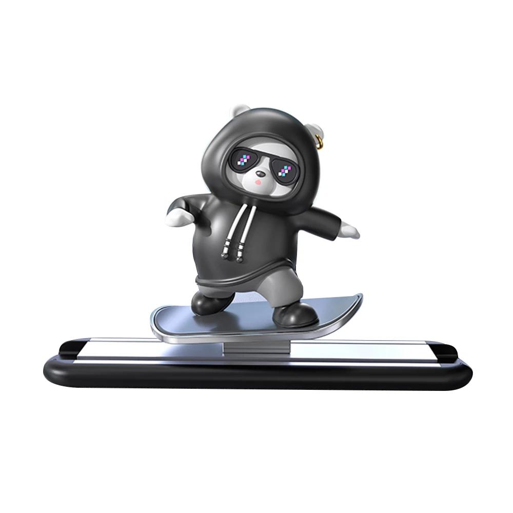 Car Dashboard Ornaments Automatic Sliding Skateboard Bear Mobile Cute Bear Decoration Interior Accessories Moving with Driving