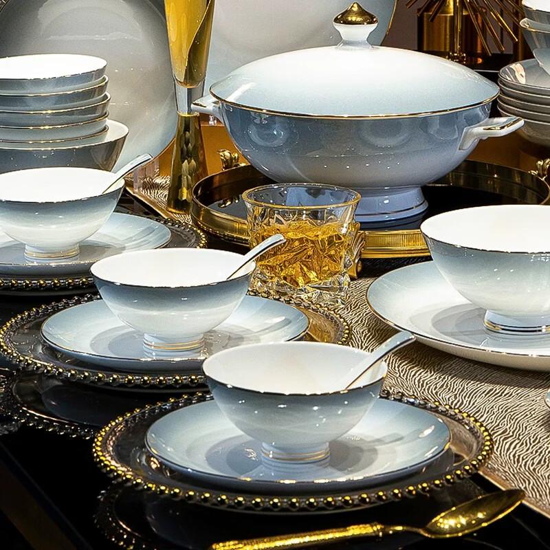 Naijiang Gradient Grey Bone China Dinnerware Set