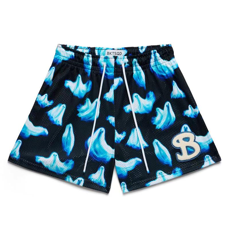 BKTSQD American Trend Ghost Style Men's Quick-Dry Mesh Basketball Shorts