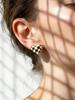 Checkerboard Heart Enamel Stud Earrings - European & American Fashion, Stainless Steel