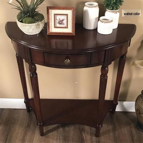 European Solid Wood Console Cabinet, Long Hallway Table, Semicircular New Chinese Style