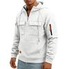 Men's Quarter-Zip Cargo Hoodie with Multi-Pockets Casual Sweatshirt for Everyday Wear