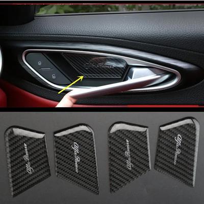 Alfa Romeo Giulia Stelvio için araba iç aksesuarları karbon fiber kapı iç kase dekorasyon çıkartması dekorasyon yama