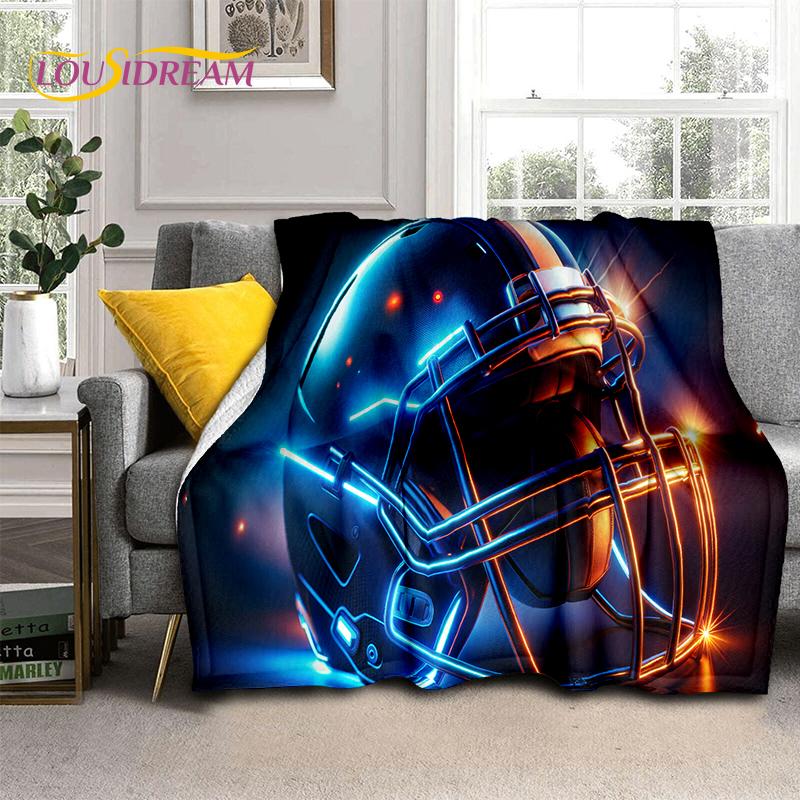2025 Rugbyfeld Rugby American Football Cartoon Weiche Decke, Weiche Überwurfdecke für Zuhause Schlafzimmer Bett Sofa Reiseabdeckung Kind