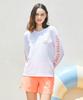 Leijibi [Set] Lettering Loose Fit Long Sleeve Rash Guard + Swim Shorts Set W White